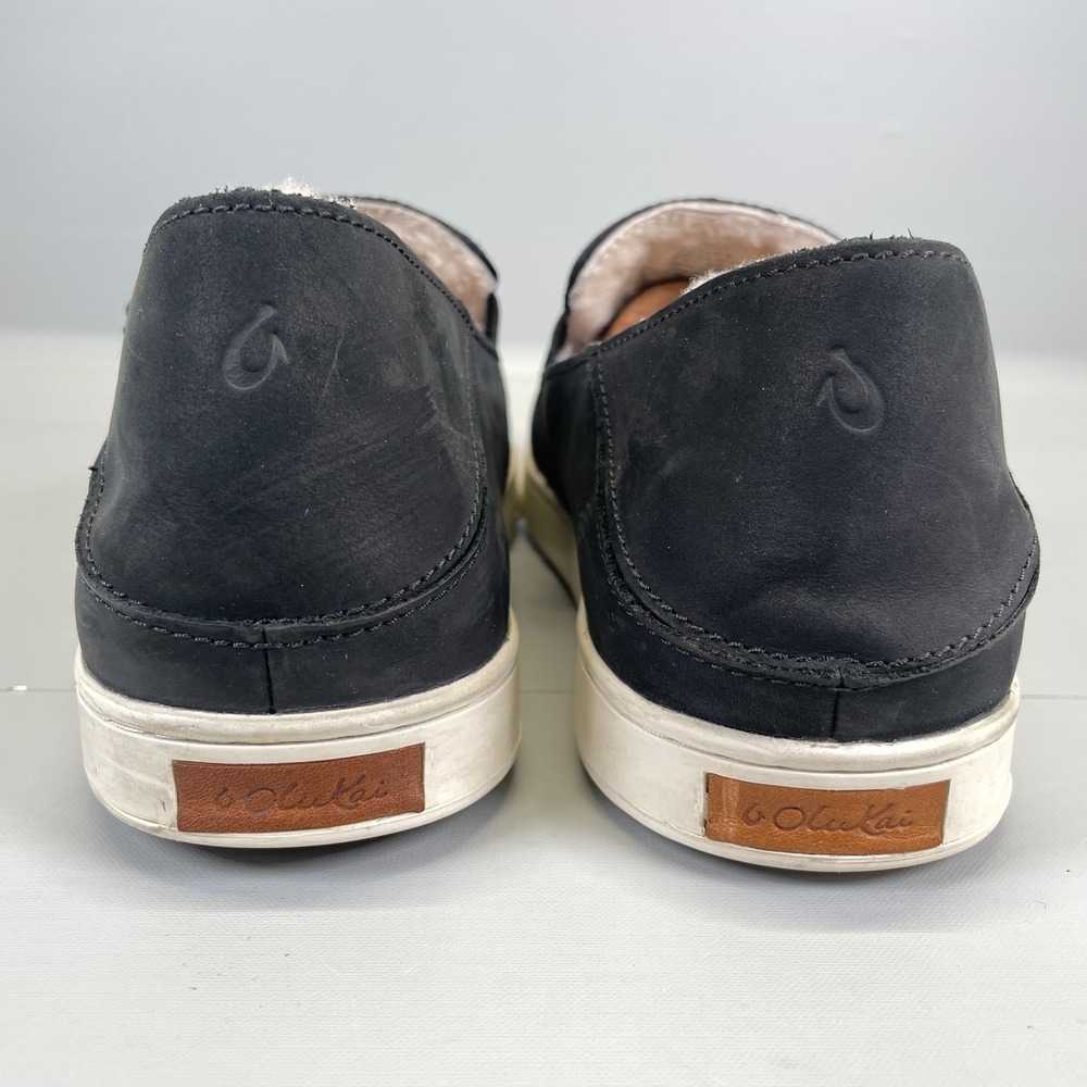 Olukai Pehuea Heu Shoes Womens Size 11 Black Nubuck Shearling Wool Lined Sneaker - Picture 5 of 10